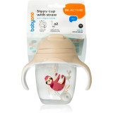 BabyOno Be Active Sippy Cup with Weighted Straw cană pentru antrenament cu pai 6 m+ Sloth 240 ml