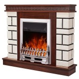 Semineu electric Nazarii mini &amp; Galileo silver, Efect 3D, Telecomanda, 2 trepte de putere, Art Flame