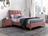 Cumpara ieftin Pat catifea roz Oprah Velvet 90x200 cm, picioare aurii metal, MIRAGEV90AR - Signal