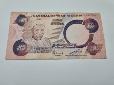 bancnota nigeria 5 n 1984-2000 foto