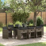Cumpara ieftin Set de masă pentru grădină cu pernă 9 pcs Gri Rattan poli