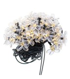Ghirlanda Luminoasa Solara Floricele, 7M, 50 LED Alb Cald, IP65, Interior/Exterior