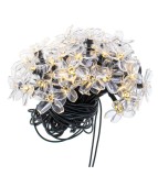 Ghirlanda luminoasa solara model floricele 7M cu 50 becuri LED, alb cald