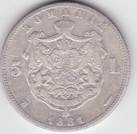ROMANIA 5 LEI 1881 Rege