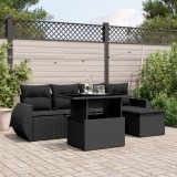 Cumpara ieftin Gossi set mobilier de gradina cu perne, 6 piese, negru, poliratan