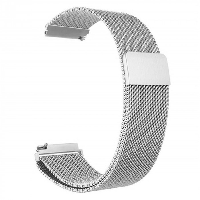Curea tip Milanese Loop compatibila cu Fitbit Versa, Telescoape QR, 22mm, Silver, Size S