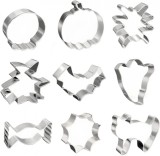 Set 9 forme pentru prajituri Fahiyaku, otel inoxidabil, argintiu