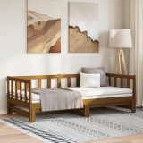 Pat de zi extensibil maro miere 2x(90x190) cm lemn masiv de pin