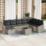 VidaXL Set de canapele pentru grădină 9 pcs Gri deschis Rattan poli