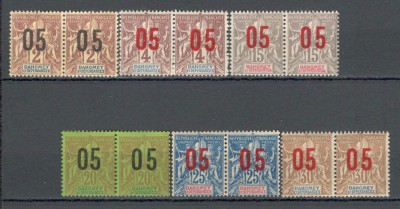 Dahomey.1912 Alegorie-supr. tip I+II pereche 6 buc. MD.4 foto