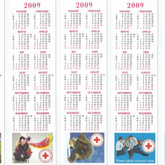 Romania, Societatea Nationala de Cruce Rosie, lot 2 calendare orar, 2009