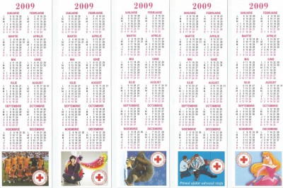 Romania, Societatea Nationala de Cruce Rosie, lot 2 calendare orar, 2009 foto