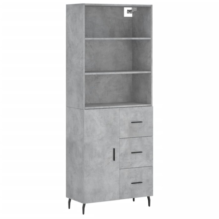 Dulap inalt, gri beton, 69,5x34x180, lemn compozit