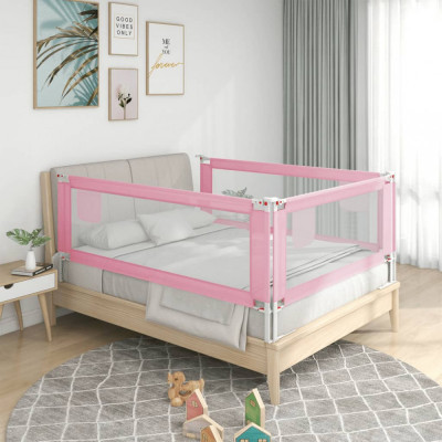 vidaXL Balustradă de protecție pat copii, roz, 100x25 cm, textil foto