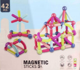 Joc magnetic de construit, STEM, magnetic sticks, pentru copii, 40 de piese