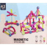 Joc magnetic de construit, STEM, magnetic sticks, pentru copii, 40 de piese