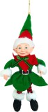 Decoratiune elf de Craciun MagicHome, textil verde, 35 cm