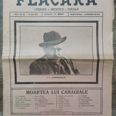 Revista Flacara// anul I, no. 35, 23 iunie 1912, moartea lui Caragiale