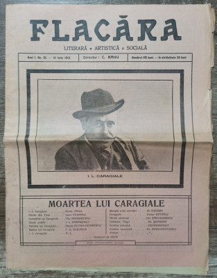 Revista Flacara// anul I, no. 35, 23 iunie 1912, moartea lui Caragiale foto