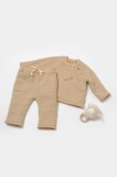 Cumpara ieftin Set bluza dublata si pantaloni, Winter muselin, 100% bumbac - Apricot, BabyCosy (Marime: 6-9 luni)