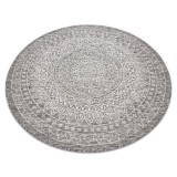 Covor sisal Loft 21207 Rozetă Boho cerc fildeş argintiu taupe, cerc 160 cm