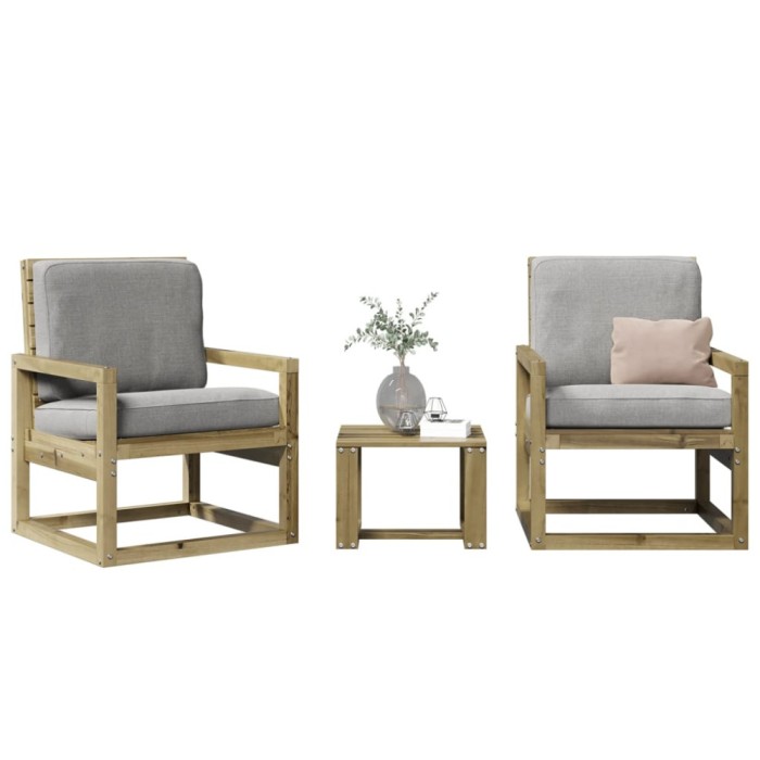 Gossi set mobilier de gradina, 3 piese, lemn de pin impregnat