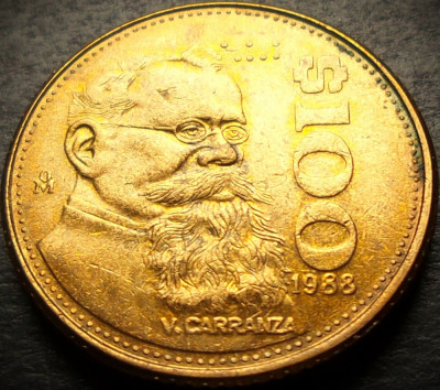 Moneda exotica 100 PESOS - MEXIC, anul 1988 * cod 4377 foto
