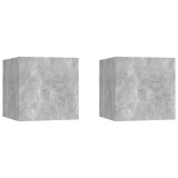 VidaXL Noptiere, 2 buc., gri beton, 30,5x30x30 cm, lemn prelucrat
