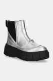 Sorel ghete chelsea de piele CARIBOU X BOOT CHELSEA W femei, culoarea argintiu, cu platforma, 2048441034