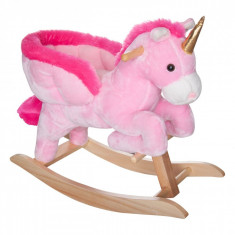 Balansoar pentru copii, model unicorn cu scaunel, 69x28x60cm, roz foto