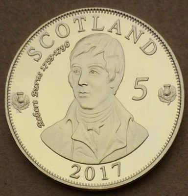 Scotia 5 Ryals 2017 Auriu UNC Robert Burns 40mm foto