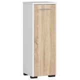 Dulap de baie tip baza, cu usa reversibila si raft interior, PAL 16 mm, 30x30x85 cm, alb si sonoma Household NewTrend