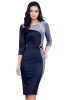 Rochie Midi Bleumarin cu Centura, Maneci Trei Sferturi, Elegantă, Fabricată &icirc;n Rom&acirc;nia