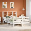VidaXL Pat cu bibliotecă fără saltea, alb, 120x190 cm, lemn masiv pin 3321888