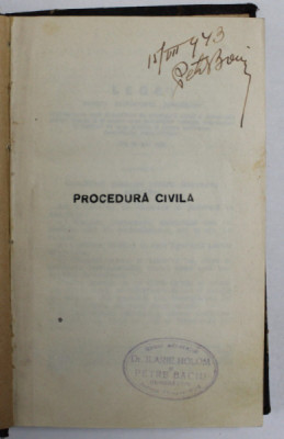 PROCEDURA CIVILA , 1925, PREZINTA SUBLINIERI SI INSEMNARI foto