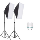 Cumpara ieftin Kit de 2 softboxuri, 2 trepiezi reglabili 200 cm, 2 becuri 85W