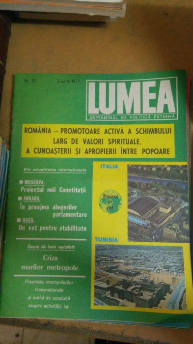 Revista Lumea Nr. 23, 2 iunie 1977 - UNESCO, Ceaușescu, Proces Electoral