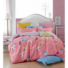 Lenjerie de pat pentru o persoana cu husa de perna dreptunghiulara, Denali, bumbac mercerizat, multicolor