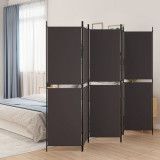 Cumpara ieftin Paravan de cameră cu 5 panouri, maro, 250 x 180 cm, textil