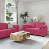 vidaXL Set canapea cu perne, 3 piese, roșu vin, catifea