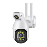 Cumpara ieftin Camera Supraveghere IP PTZ Techstar&reg; P19D, Camera Duala, Wireless, 320&deg;, 1080p, IR+LED, Exterior, ONVIF, NVR, Senzor Miscare, Alarma