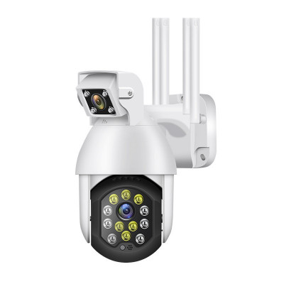 Camera Supraveghere IP PTZ Techstar&amp;reg; P19D, Camera Duala, Wireless, 320&amp;deg;, 1080p, IR+LED, Exterior, ONVIF, NVR, Senzor Miscare, Alarma foto