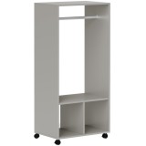 HOMCOM Dulap cuier poliță 2 nișe cuier 4 roți pivotante dim. 60L x 40l x 128H cm gri | Aosom Romania