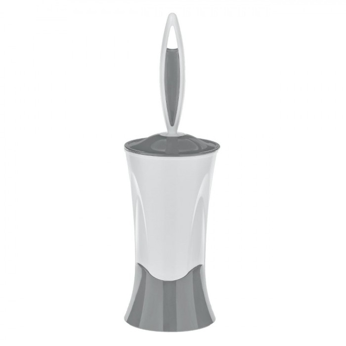 Perie WC, Model Alb-Gri, Plastic, Diametru 37x11 cm