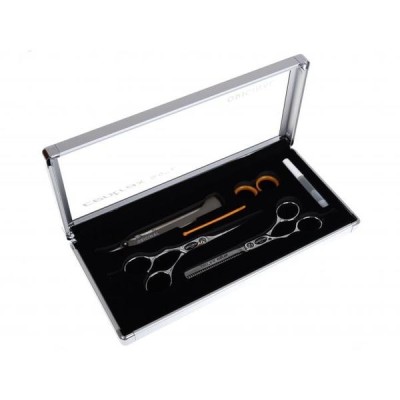 Set profesional foarfece tunsoare+foarfece filat+brici marime 5.50 pentru mana Dreapta foto