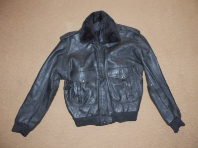 Geaca barbati model Pilot Aviator piele naturala, neagra, marime 50/XL/Aviatie foto