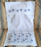 Stergar Vintage din bumbac cu broderie mecanica