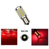 LED 33 SMD BA15S P21W 1156 Canbus Lampa Becuri Lumini Rosu 12V 24V cu Lentila