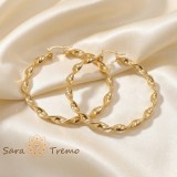 Cumpara ieftin Cercei Spirala Regala , Cercei Rotunzi Rasuciti 5 cm placati 18K Brazilia