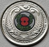 50 cents 2018 Noua Zeelanda, Centenary of the 1918 Armistice, unc, km#397, Australia si Oceania